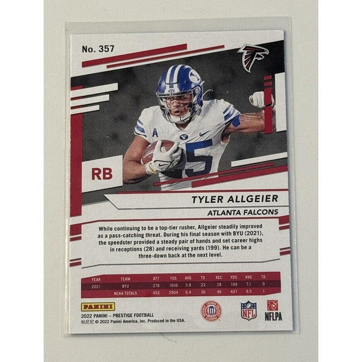 2022 Panini Prestige Tyler Allgeier RC NFL NFC Atlanta Falcons Rookie Card #357*