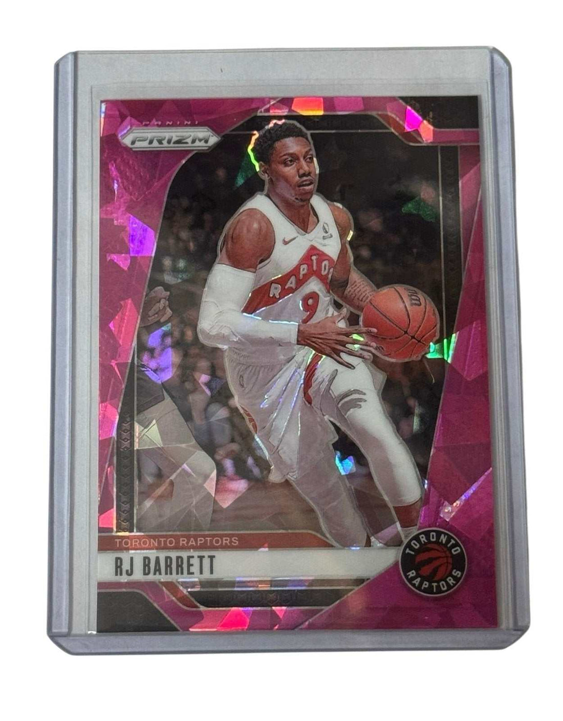 RJ Barrett Panini RJ Barrett NBA Toronto Raptors Panini Prizm Pink Cracked Ice Card