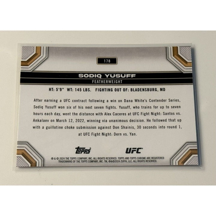2024 Topps Chrome UFC - Sodiq Yusuff - Featherweight UFC Fight Night - Card #178