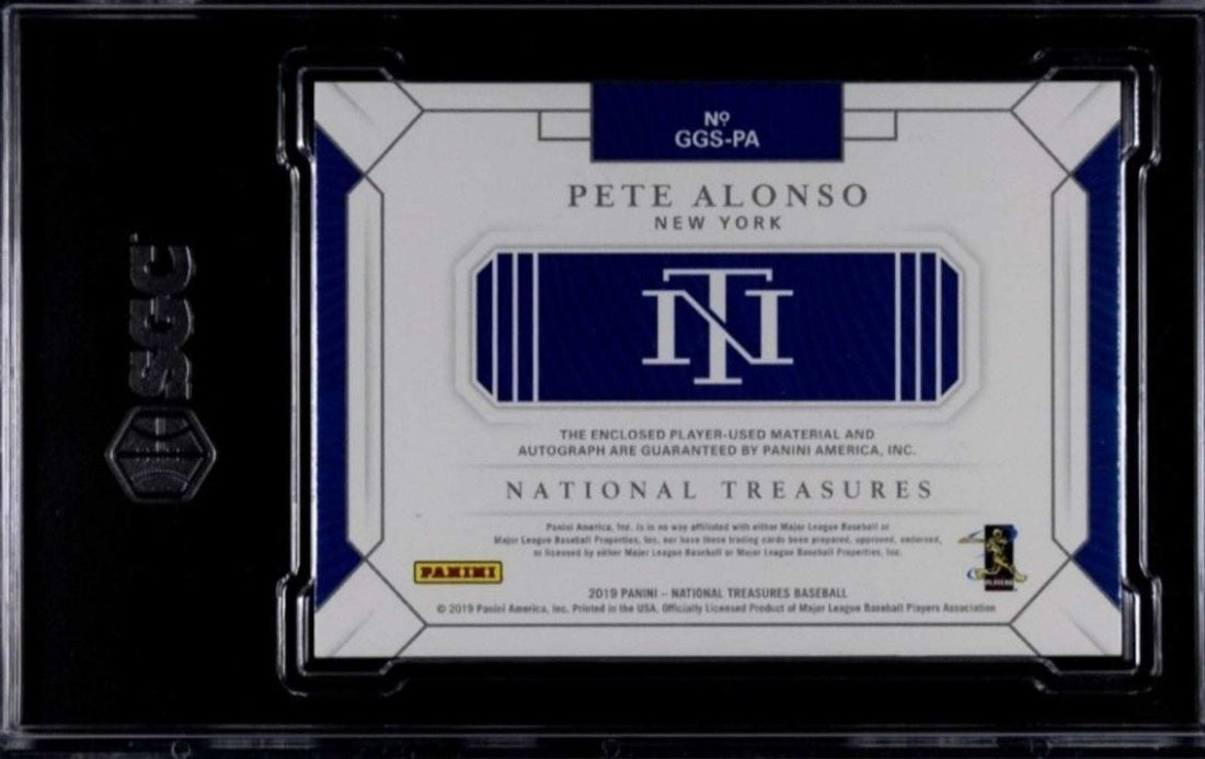 Pete Alonso Rookie 2019 Panini auto game gear holo card graded 9.5 SGC limited 1 of 5