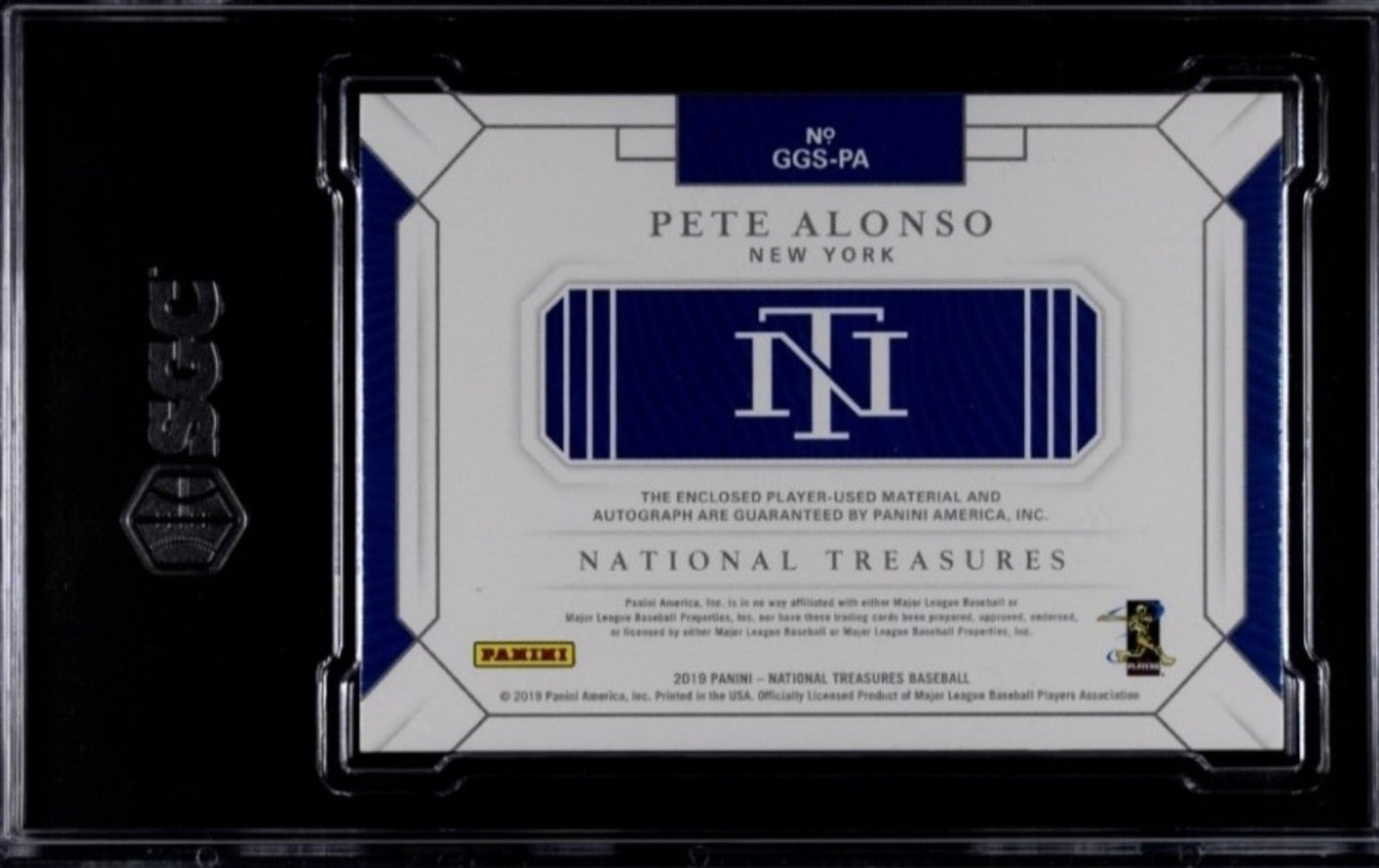 1/5* Pete Alonso Rookie
Auto 2019 PANINI
NATI. TR. GGS-PA GAME GEAR HOLO SGC 9.5