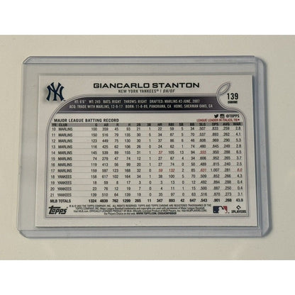 2022 Topps Chrome Giancarlo Stanton - MLB New York Yankees Card #139 - Refractor