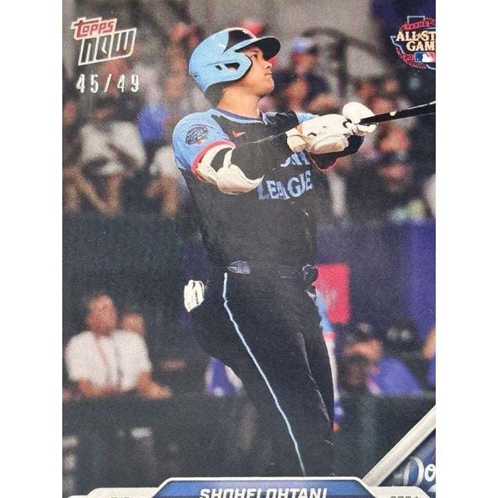 Shohei Ohtani 2024 Topps NOW All Star Game limited edition baseball card hitting and pitching for Dodgers