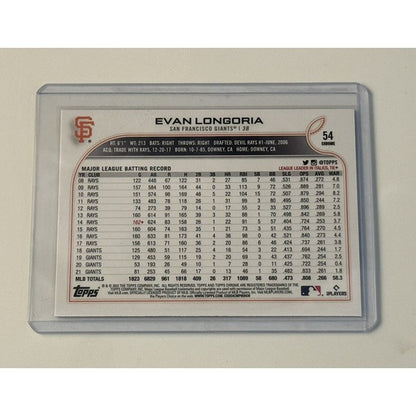 2022 Topps Chrome Evan Longoria Logo Refractor Card MLB San Fran Giants Card #54