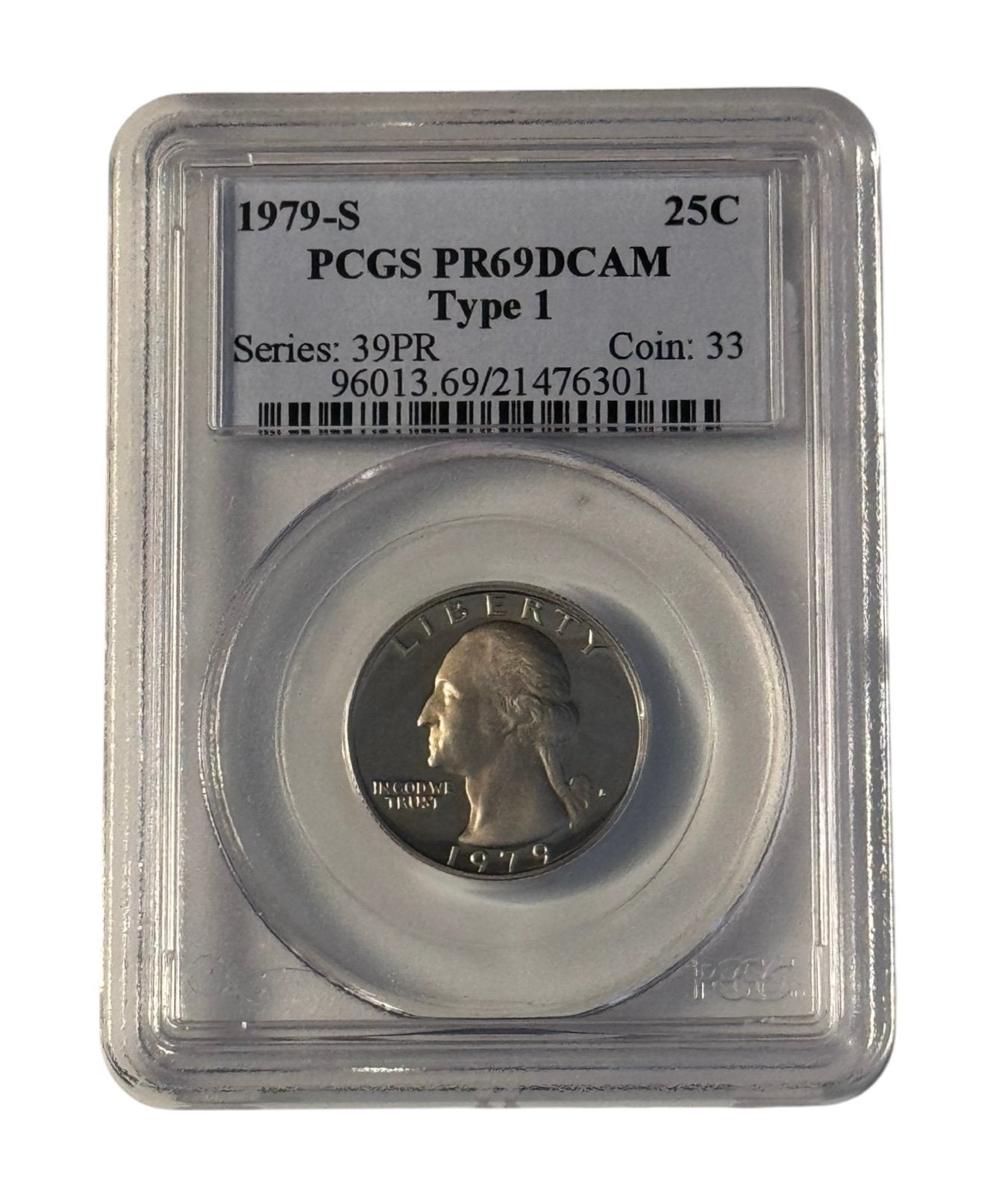 1979‑S Washington Quarter, Proof, Type 1 (filled “S”), graded PCGS PR69 DCAM