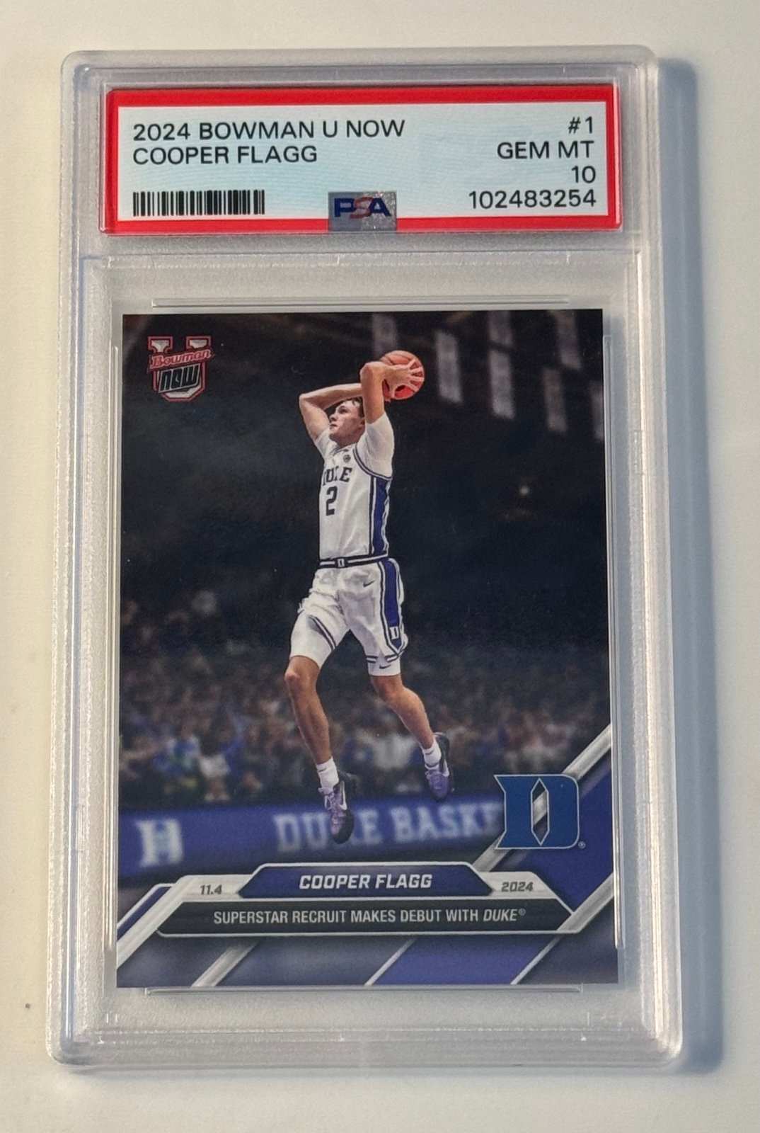 2024 BOWMAN U NOW Cooper Flagg RC Card PSA 10 Gem Mint #1 NBA Draft Pick Duke Dallas Mavericks