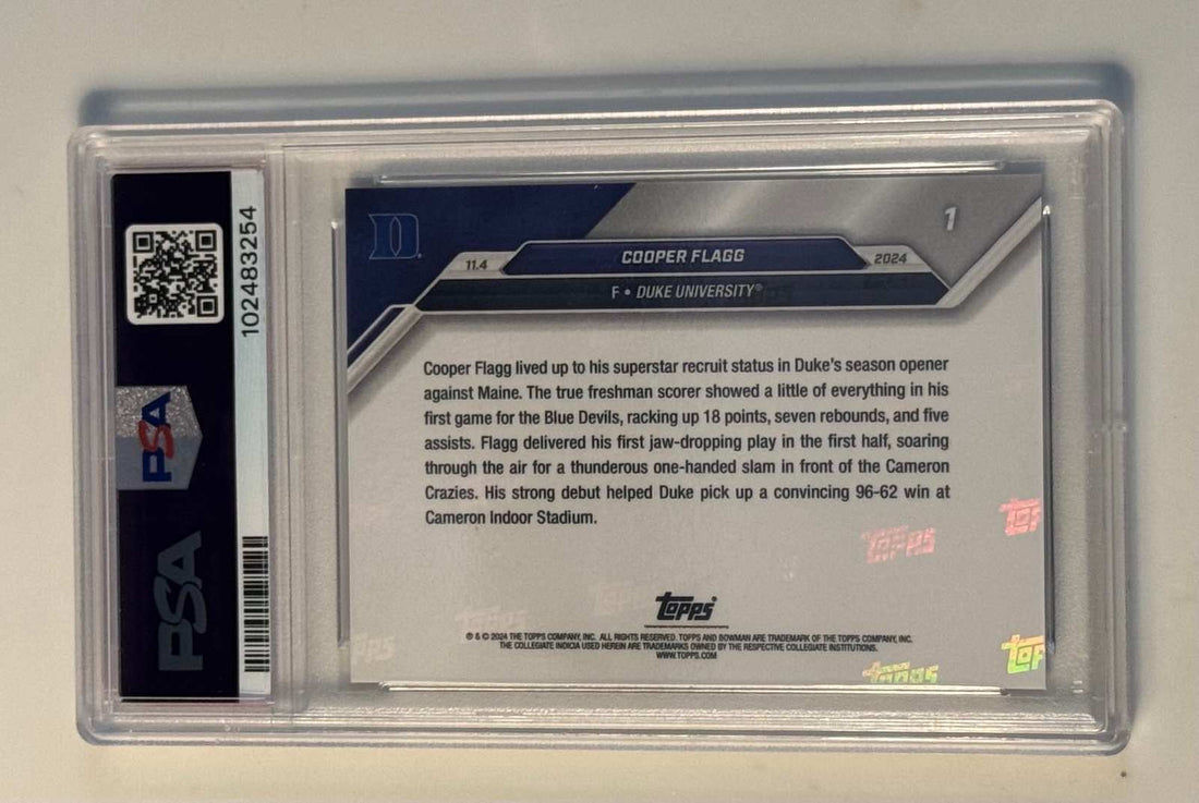 2024 BOWMAN U NOW Cooper Flagg RC Card PSA 10 Gem Mint #1 NBA Draft Pick Duke Dallas Mavericks