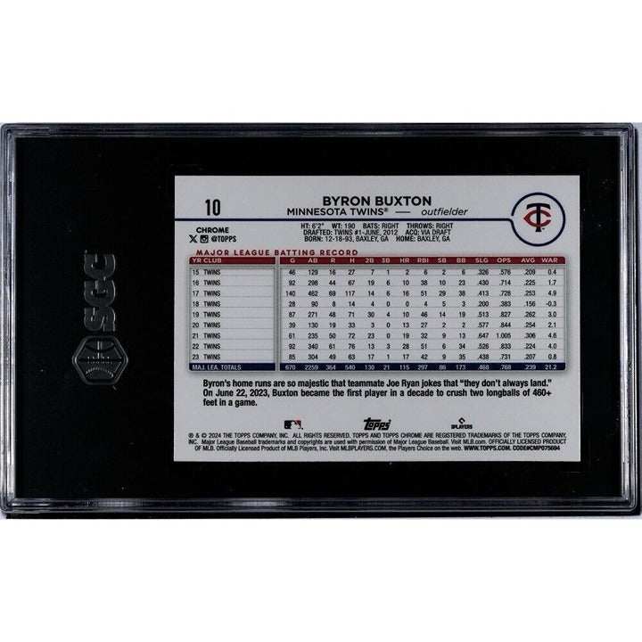 Byron Buxton 2024 Topps Chrome X-Fractors Sparkle Refractor MLB Twins graded 9.5 collectible card in protective case