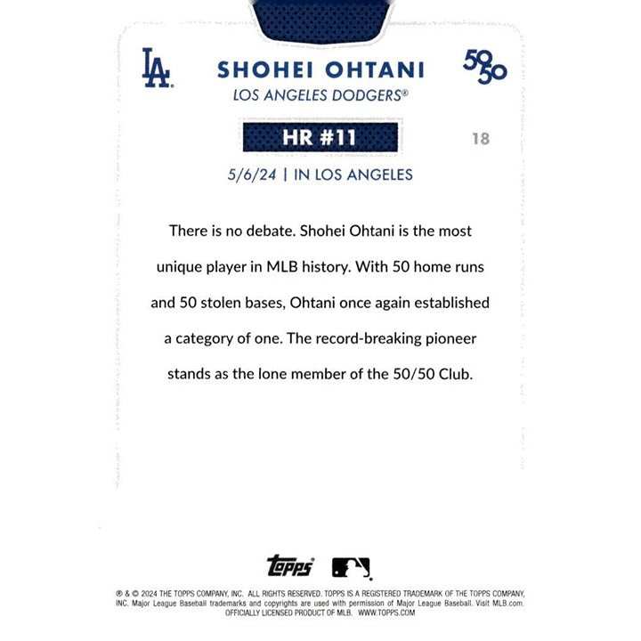 2024 Topps NOW 50/50 LIMITED EDITION Shohei Ohtani MLB LA Dodgers baseball card HR 11