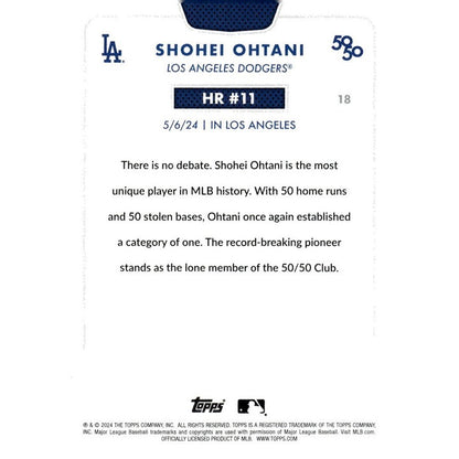 50/50 LIMITED EDITION! Shohei Ohtani MLB LA Dodgers 2024 TOPPS NOW Season #HR 11