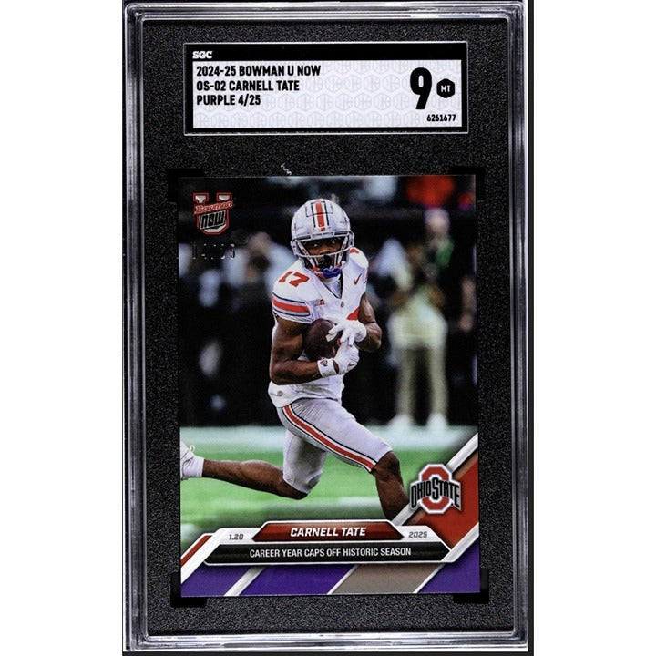 4/25* - 876 PR! - Carnell Tate RC* LIMITED 2024-25 Bowman U NOW OS-02 OS - SGC 9