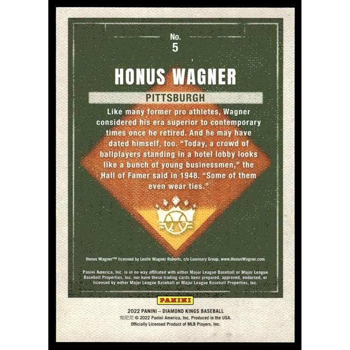 2022 Panini Diamond Kings Honus Wagner baseball card framed in plum for Pittsburgh Pirates