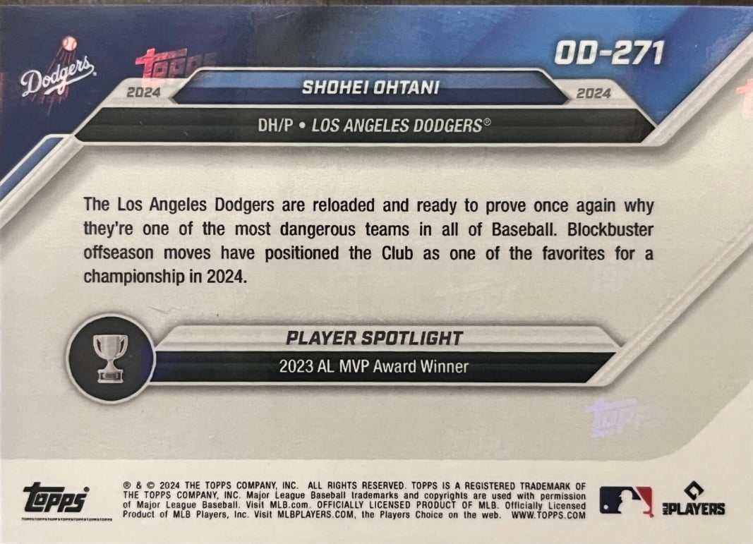 Shohei Ohtani 2024 Topps NOW MLB Los Angeles Dodgers limited edition baseball card OD-271