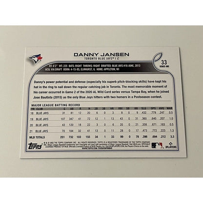Danny Jansen 2022 Topps Series 1 Refractor Baseball Card #33 - Toronto Blue Jays
