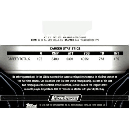 2023 Topps Composite NFL Football Joe Montana San Francisco 49'ers Card #145 HOF