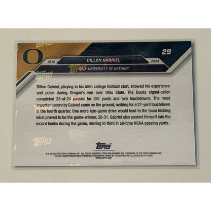 4/5* Dillon Gabriel RC* University Of #1 Oregon- 2024 Bowman U - HISTORY Card 29