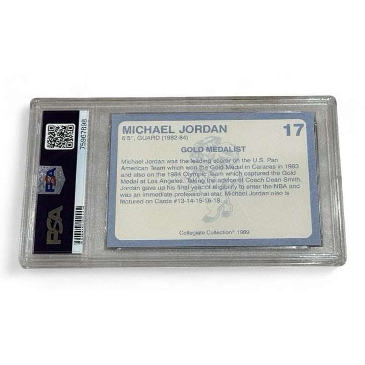 1990 North Carolina Collegiate Collection Michael Jordan basketball card graded SGC 8 in protective case