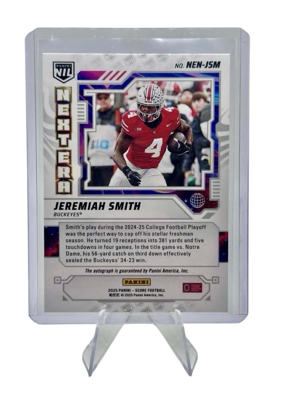 Jeremiah Smith RC 2025 Panini Score Next Era Ohio State autographed football card