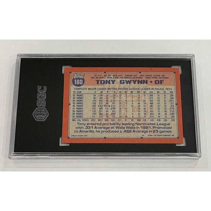 Tony Gwynn Topps 1991 Topps Tony Gwynn MLB San Diego Padres Vintage BB Card 180 - HOF - SGC 8.5