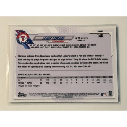 2021 Topps Chrome Leody Taveras RC Chrome Refractor Parallel - MLB Texas Rangers