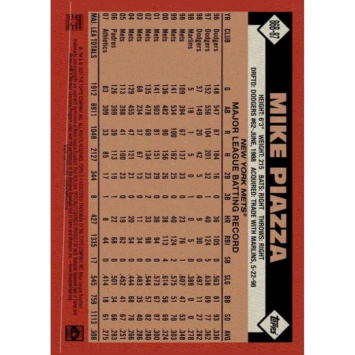 2021 Topps Mike Piazza 1986 baseball card 35th anniversary edition Mets catcher