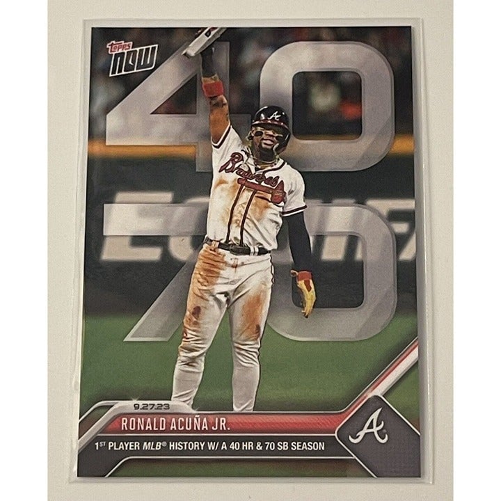 2023 Topps Now Ronald Acuna Jr. 1st Player 40/70 HR/SB Atlanta Braves - Card 927