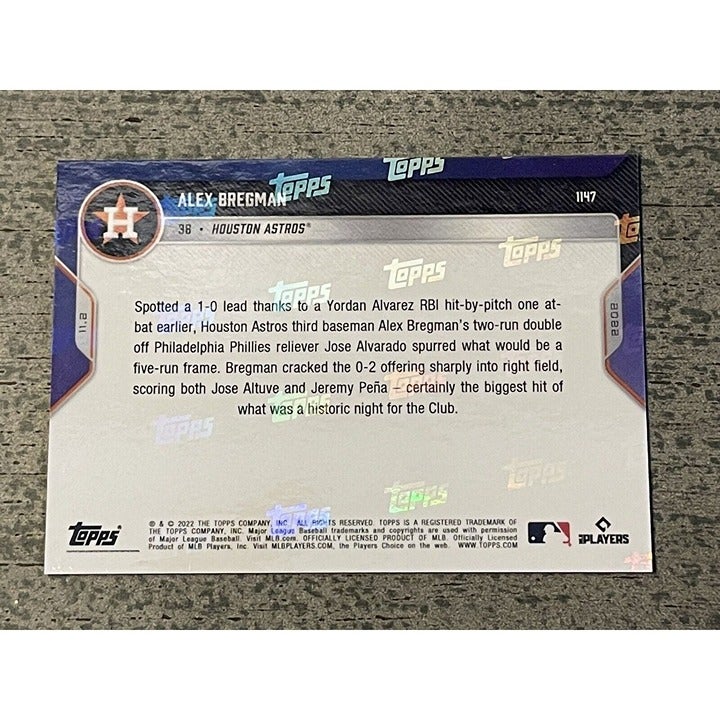Alex Bregman* Astros 24/25 - World Series Game 4 2022 - MLB TOPPS NOW Card #1147