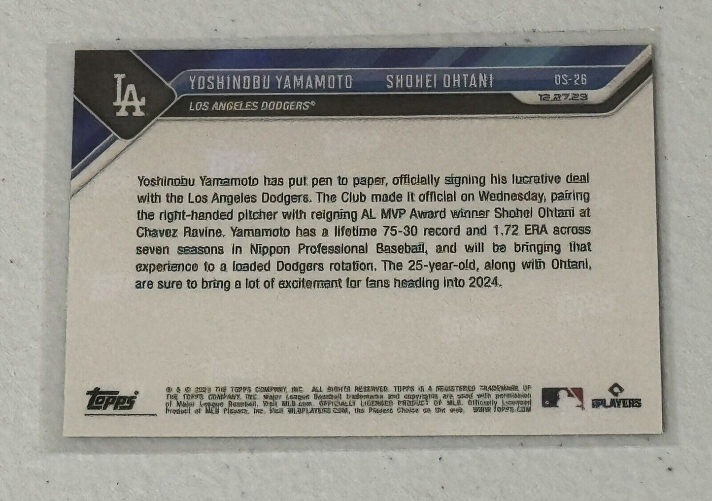 2 FOR 1* 2023 Topps Now #OS26 Yoshinobu Yamamoto/Shohe i Ohtani LA Dodgers STARS