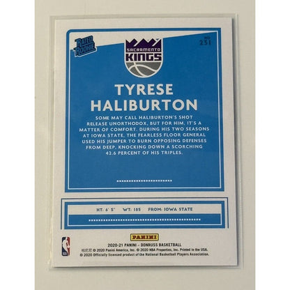 Tyrese Halliburton RC 2020-21 Donruss Rated Rookie Card 231 - NBA Indiana Pacers