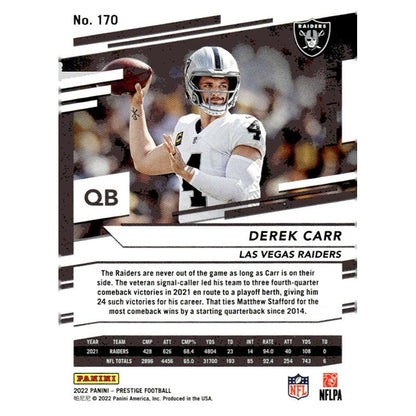 2022 Panini Prestige Derek Carr NFL Las Vegas Raiders/Saints Football - Card 170