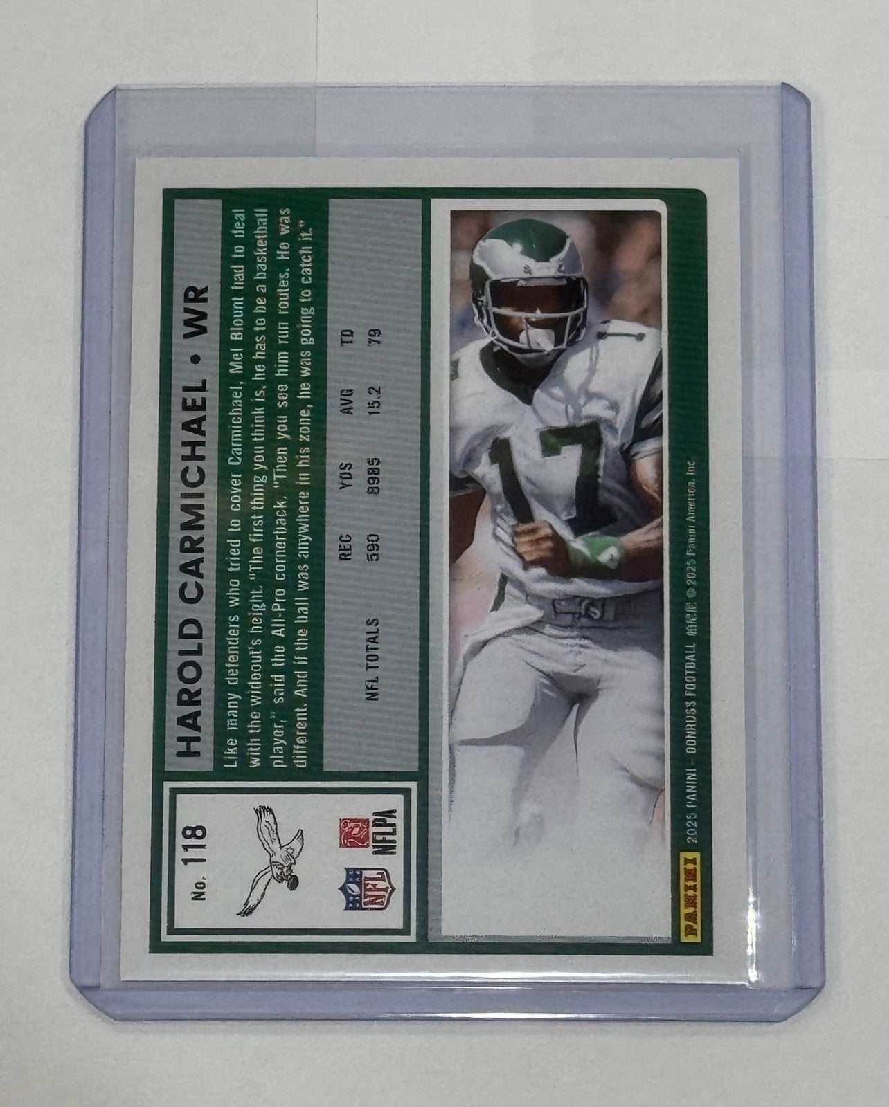 Harold Carmichael card 2025 Panini Donruss NFL Philadelphia Eagles WR #118 in protective holder