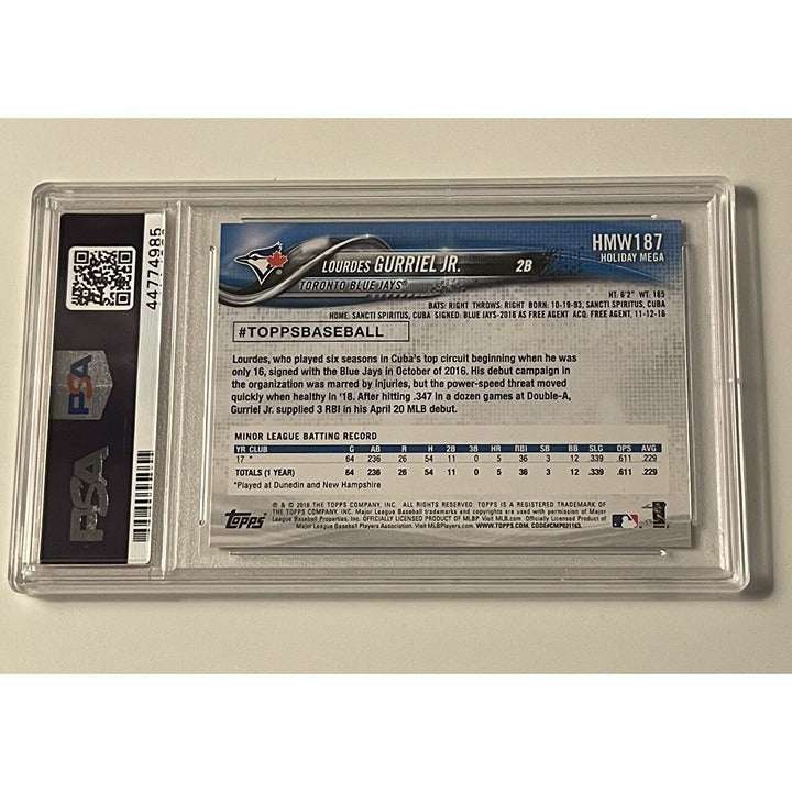 2018 Topps Holiday Lourdes Gurriel Jr rookie baseball card graded PSA 10 with Winter parallel design