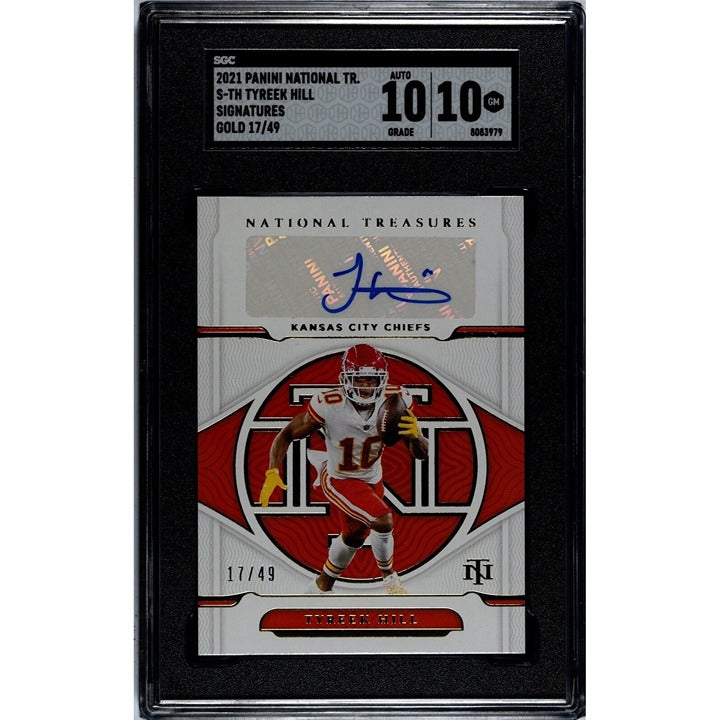 17/49 Tyreek Hill Auto Gold 2021 National Treasures #S-TH - NFL KC/Miami -SGC 10