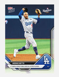 5000 PR Mookie Betts 2025 Topps Now MLB card celebrating Dodgers World Series win