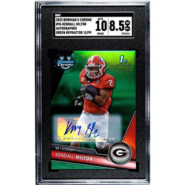 2023 Bowman Chrome U Kendall Milton 13/99 Green Auto RC UGA Refractor - SGC 8.5*
