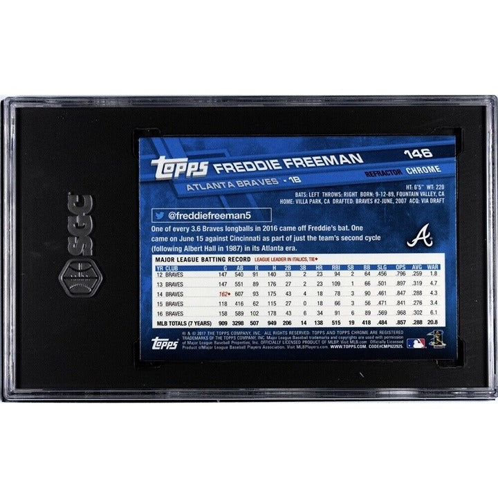 2017 TOPPS CHROME Refractor* FREDDIE FREEMAN Braves/LA Dodgers Card 146 - SGC 10