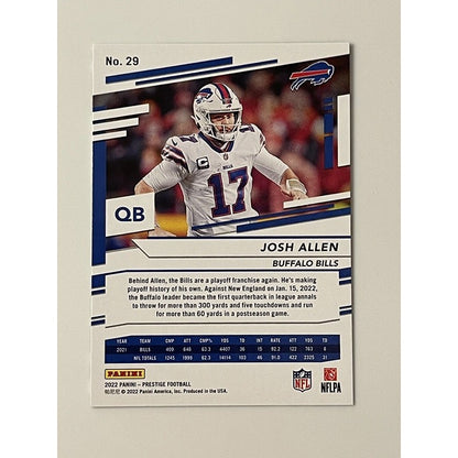 Josh Allen* 2022 Panini Prestige Football Card #29 - NFL Buffalo Bills Football*