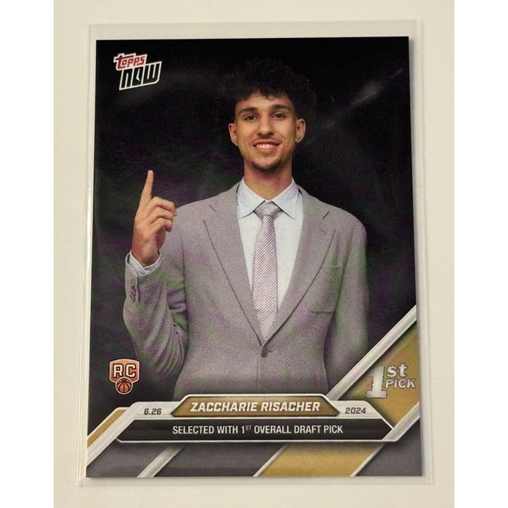 Zaccharie Risacher RC 2024 Topps Now NBA #D-1 Draft Night Rookie Hawks - IN HAND