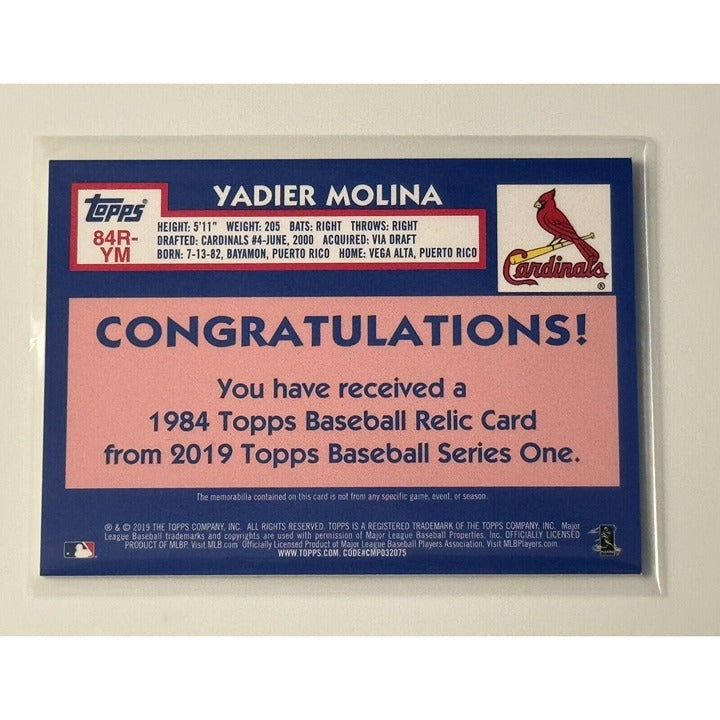 Yadier Molina* 2019 Topps 1984 Game Jersey Relic #84R-YM - MLB Cardinals PR:5751