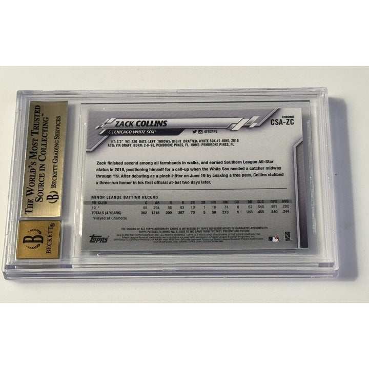 2020 Topps Chrome Sapphire Edition Zack Collins rookie autograph baseball card graded Beckett 9.5