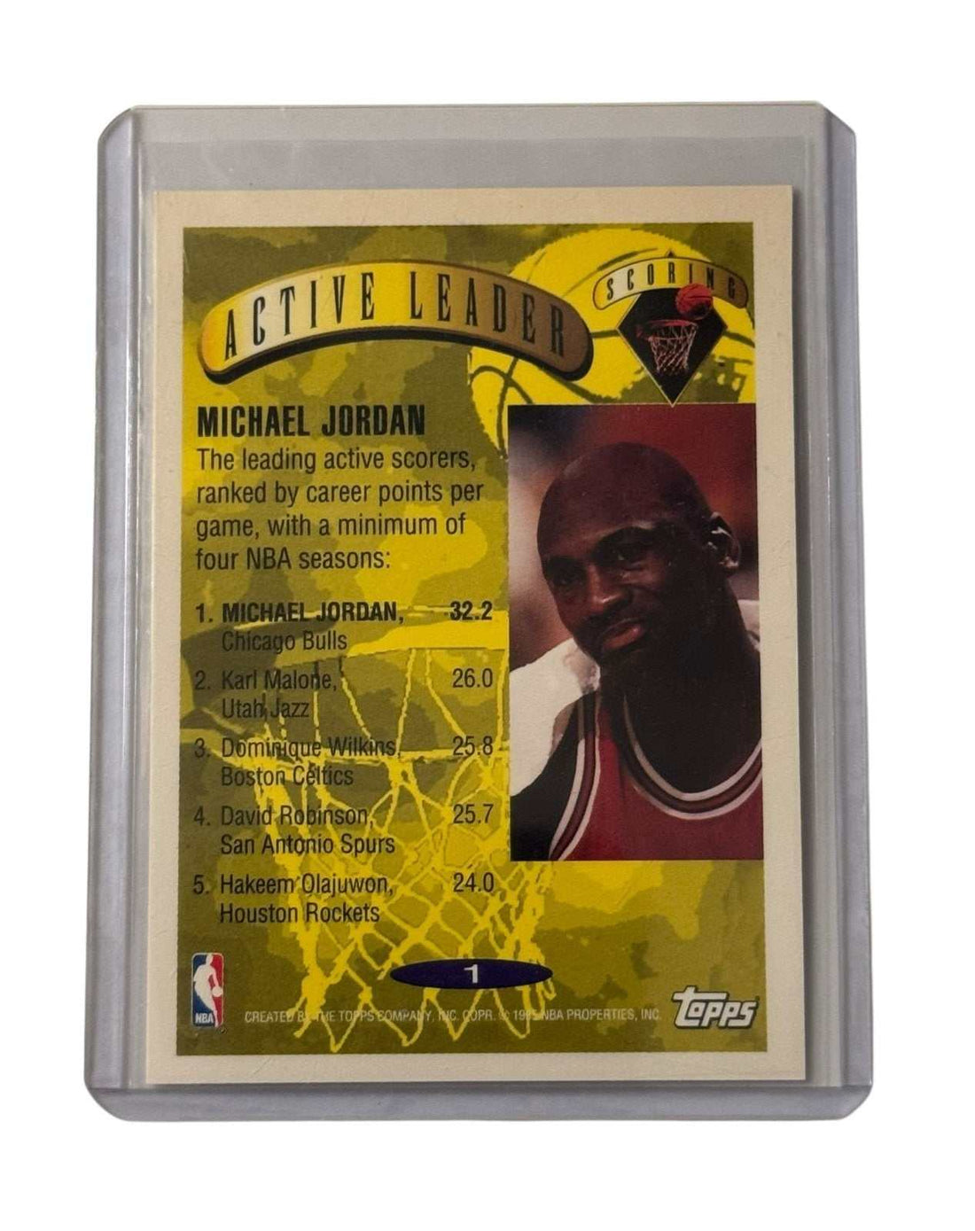 RARE Topps RARE 1995 Michael Jordan Topps Active Leader Scoring NBA BullsVintage Card 1