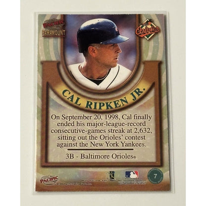 Cal Ripken Jr 1999 Pacific Paramount Personal Bests HOLO Foil SHARP #36 Orioles*