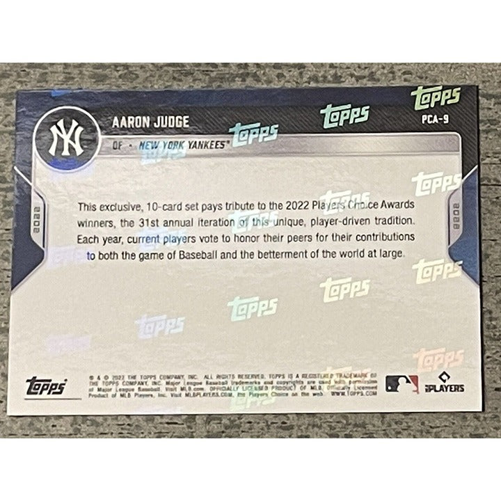 Aaron Judge 2022 Topps Now MLB PCA AL Outstanding Player Of The Year Card #PCA-9
