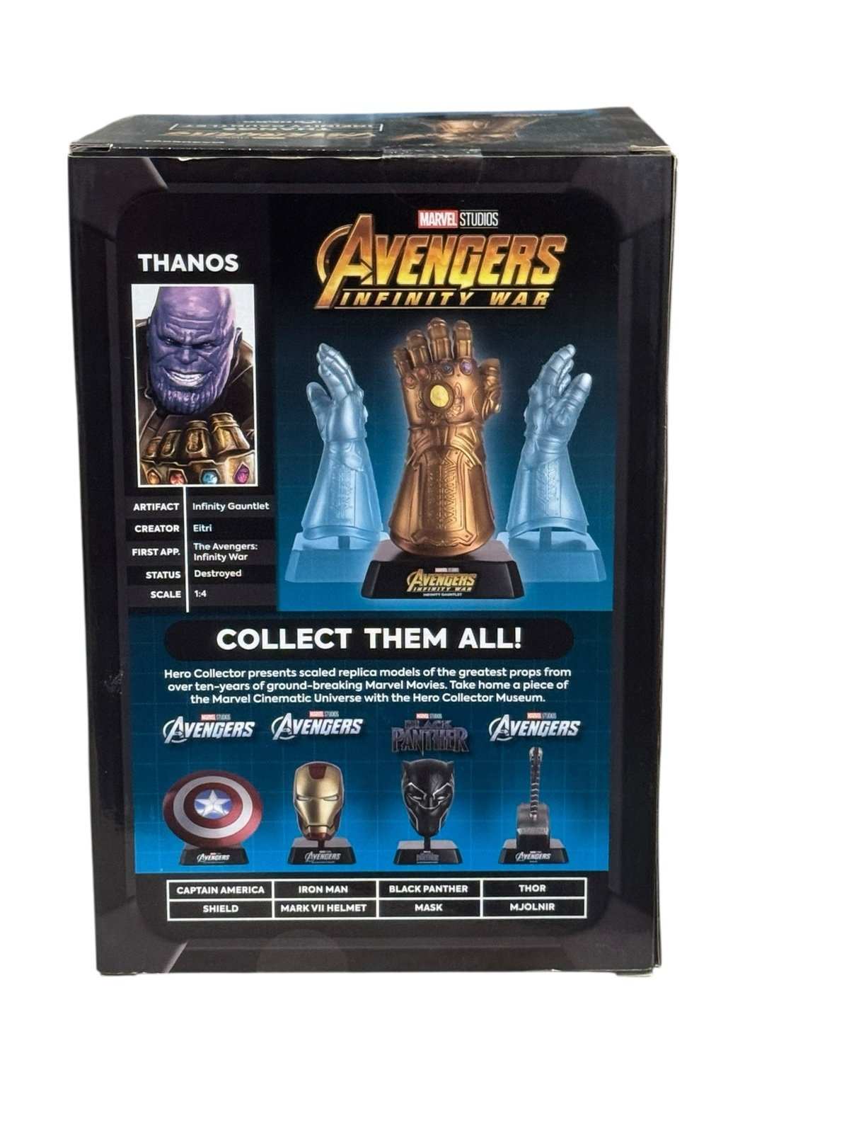 Marvel Avengers Infinity War Thanos Infinity Gauntlet replica with six Infinity Stones display box