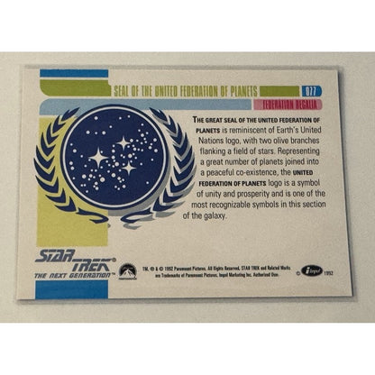 1992 Impel Star Trek: The Next Generation #077 Federation of Planets - Near Mint