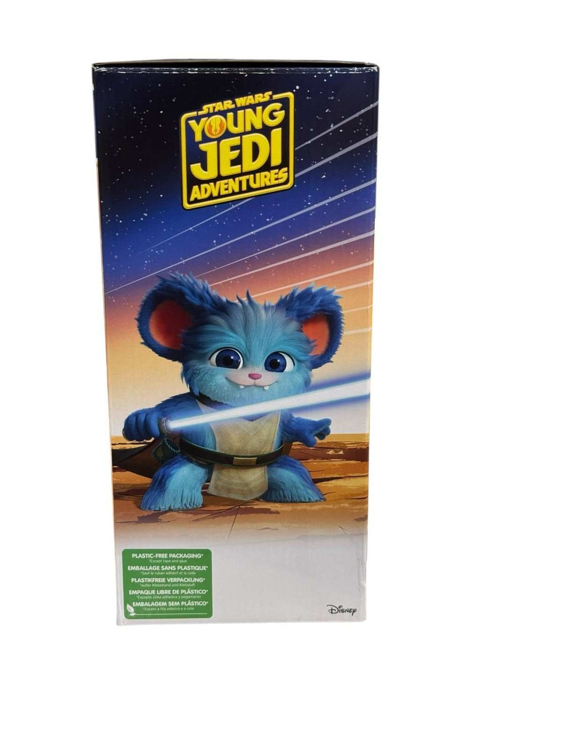 Star Wars Young Jedi Adventures Nubs Fuzzy Force 12-inch plush by Hasbro with soft fur and lightsaber in eco-friendly packaging