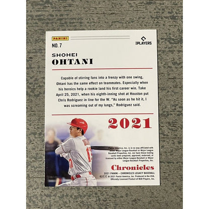 Shohei Ohtani 2021 Panini Chronicles Card #7 - MLB Los Angeles Angels Baseball *