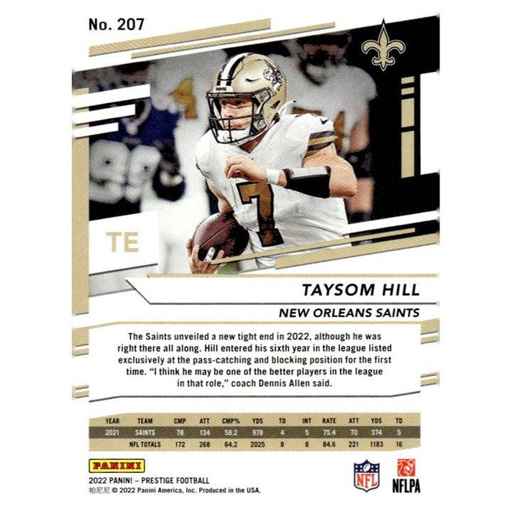 2022 Panini Prestige Taysom Hill New Orleans Saints football card #207