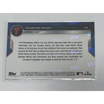 2022 TOPPS NOW PARALLEL #1146 Team Philadelphia Phillies - MLB World Series Game