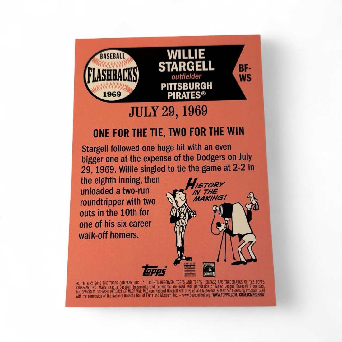 2018 Topps Heritage oversized Willie Stargell baseball card Pirates 1969 flashbacks